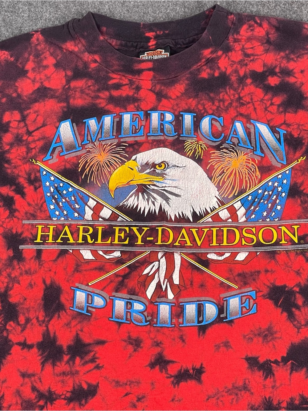 Harley Davidson Vtg 90’s Single Stitch Tshirt Mens 2XL Tie-Dye American Pride